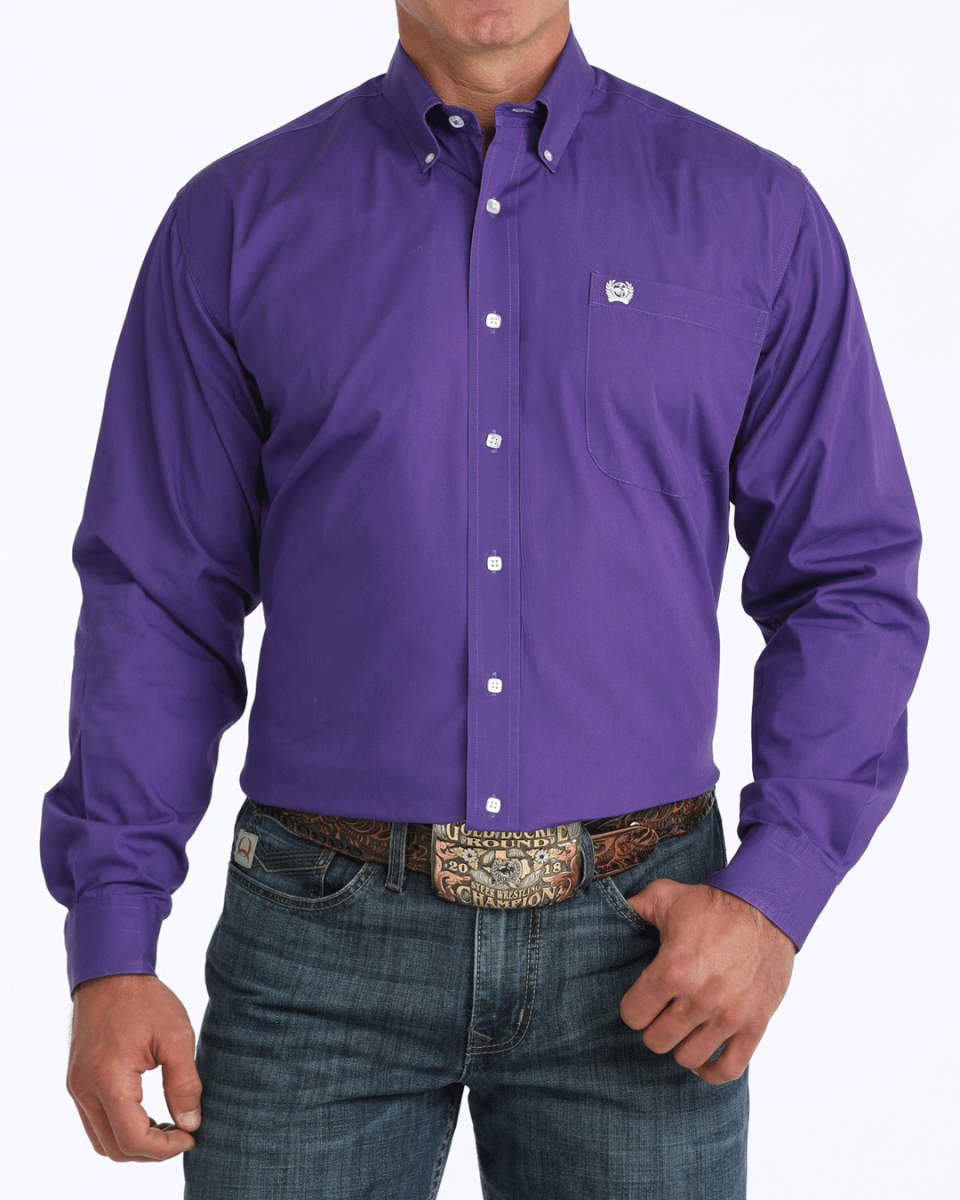 Men's Solid Classic Fit Western Button-Down Shirt