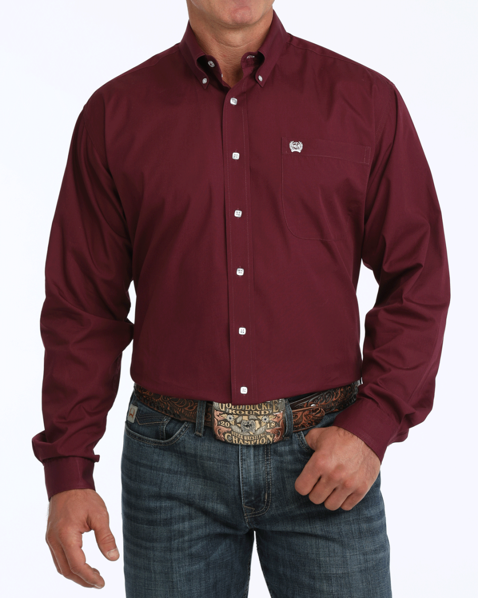 Men's Solid Classic Fit Button-Down Western Shirt