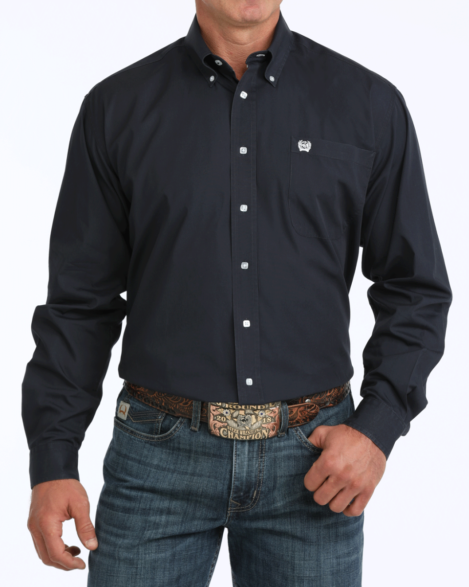 Men's Solid Classic Fit Button-Down Western Shirt