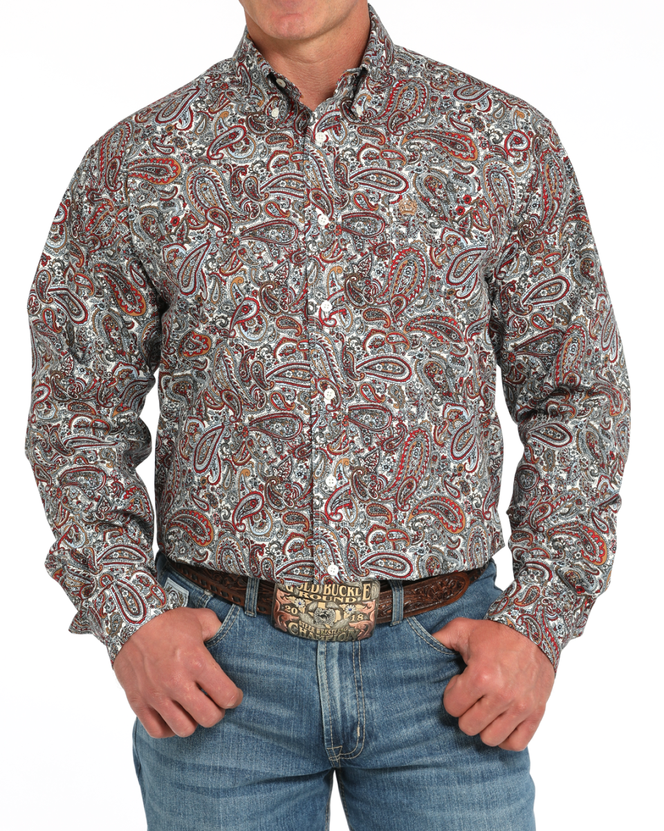 Men's Paisley Classic Fit Button-Down Western Shirt