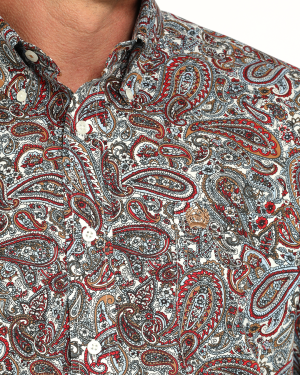 Men’s Paisley Classic Fit Button-Down Western Shirt