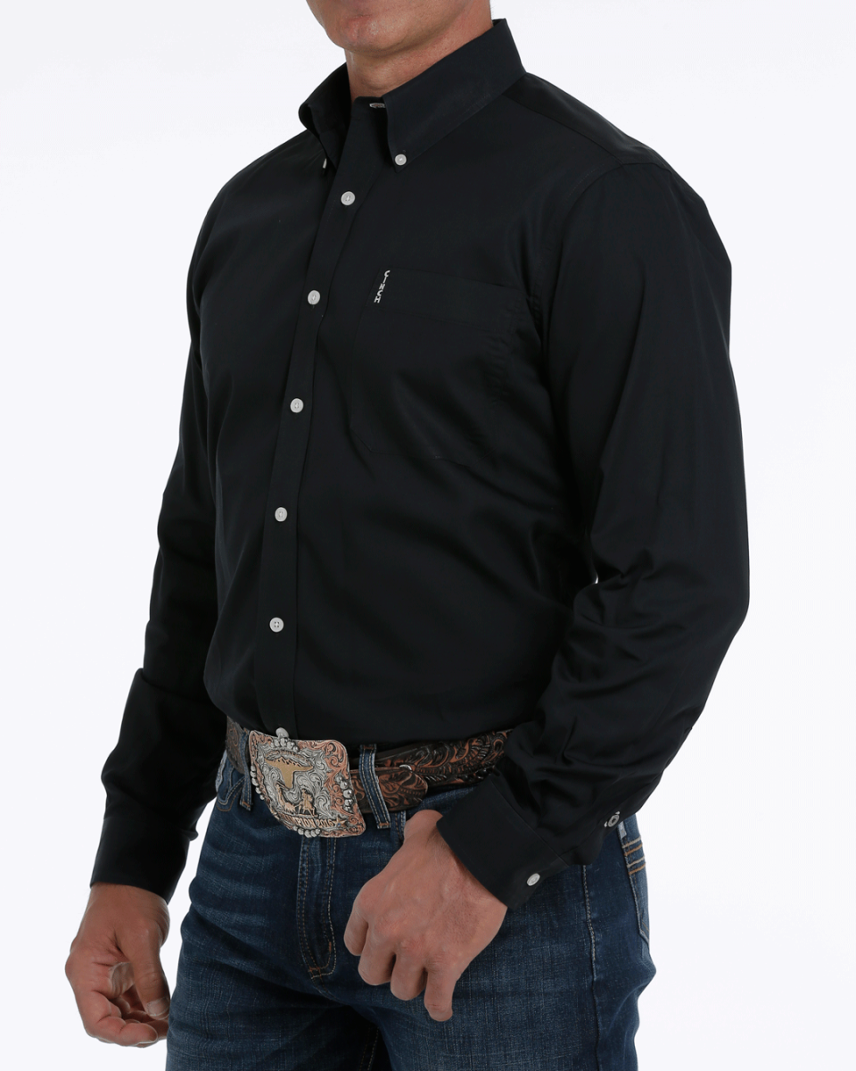 Men's Solid Modern Fit Button-Down Western Shirt