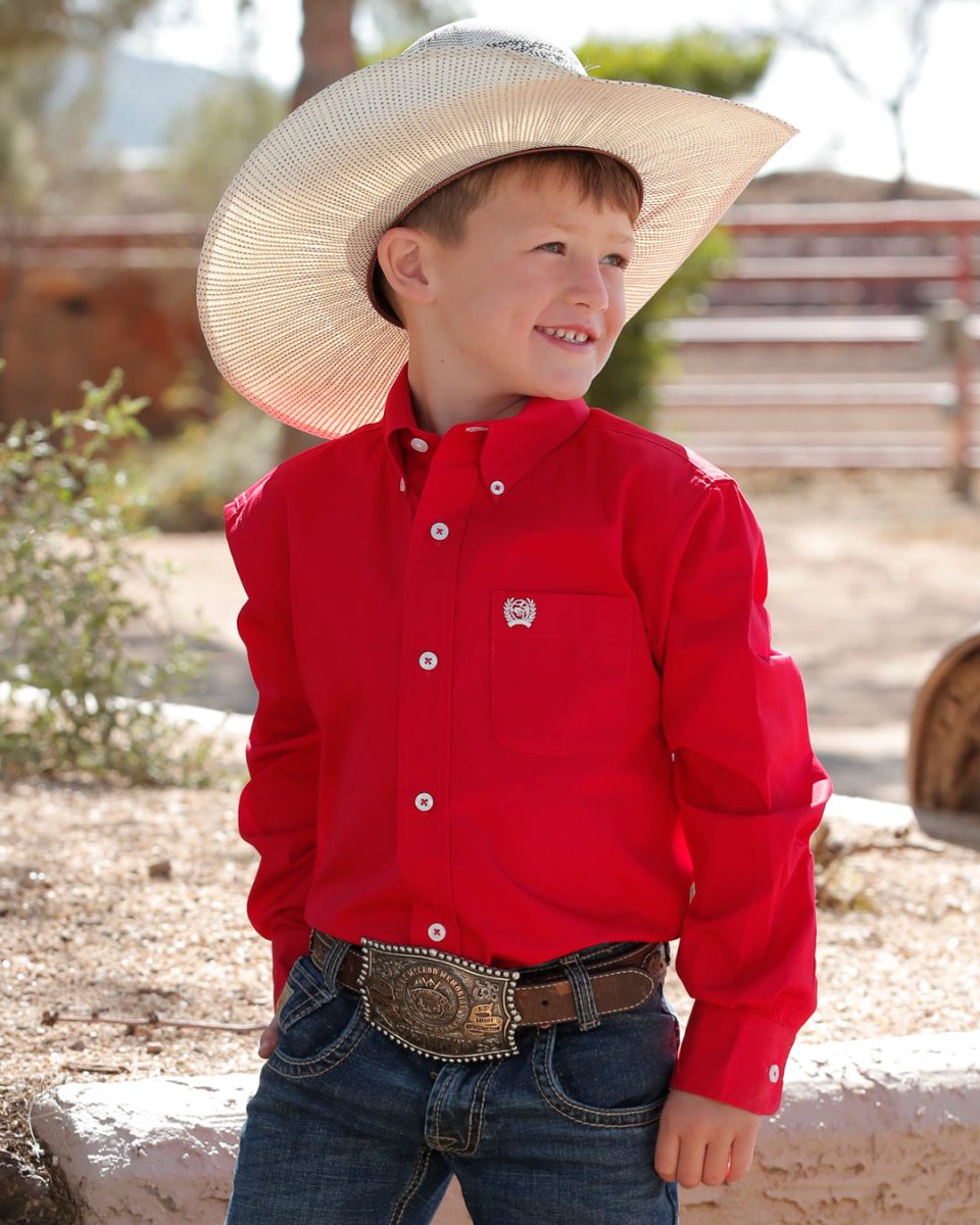 Boy's Solid Button-Down Western Shirt