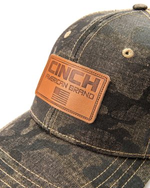 Men’s Trucker Cap Camo with Leather Patch Logo