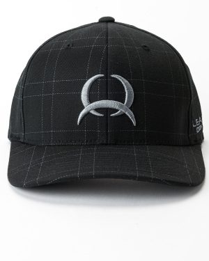 Men’s Fitted Flexfit Lead Don’t Follow Cap with Tech Logo – Black Plaid