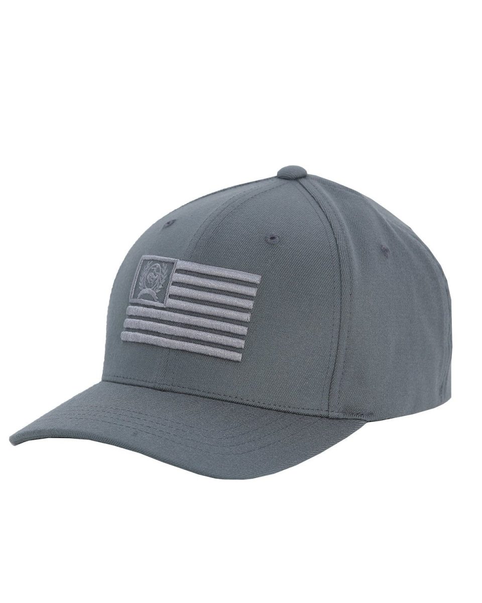 Men's Fitted FlexFit Cap with USA Flag - Gray