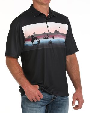 Men’s Wild West Polo – Black **Final Sale**