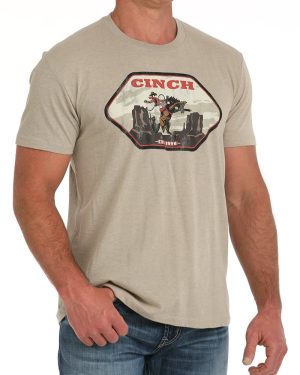 Men’s Cinch Cowboy Tee – Tan **Final Sale**