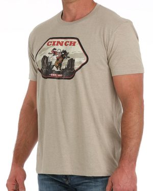 Men’s Cinch Cowboy Tee – Tan **Final Sale**