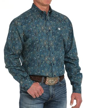Men’s Paisley Classic Fit Button-Down Western Shirt **Final Sale**