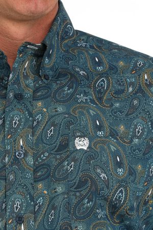 Men’s Paisley Classic Fit Button-Down Western Shirt **Final Sale**