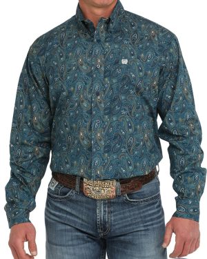 Men’s Paisley Classic Fit Button-Down Western Shirt **Final Sale**