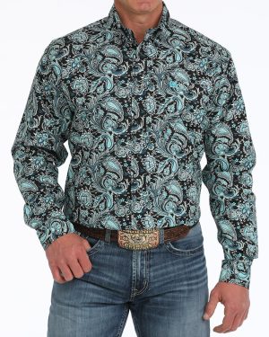 Men’s Paisley Classic Fit Button-Down Western Shirt **Final Sale**