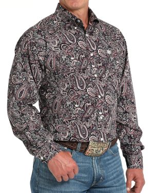 Men’s Paisley Classic Fit Button-Down Western Shirt