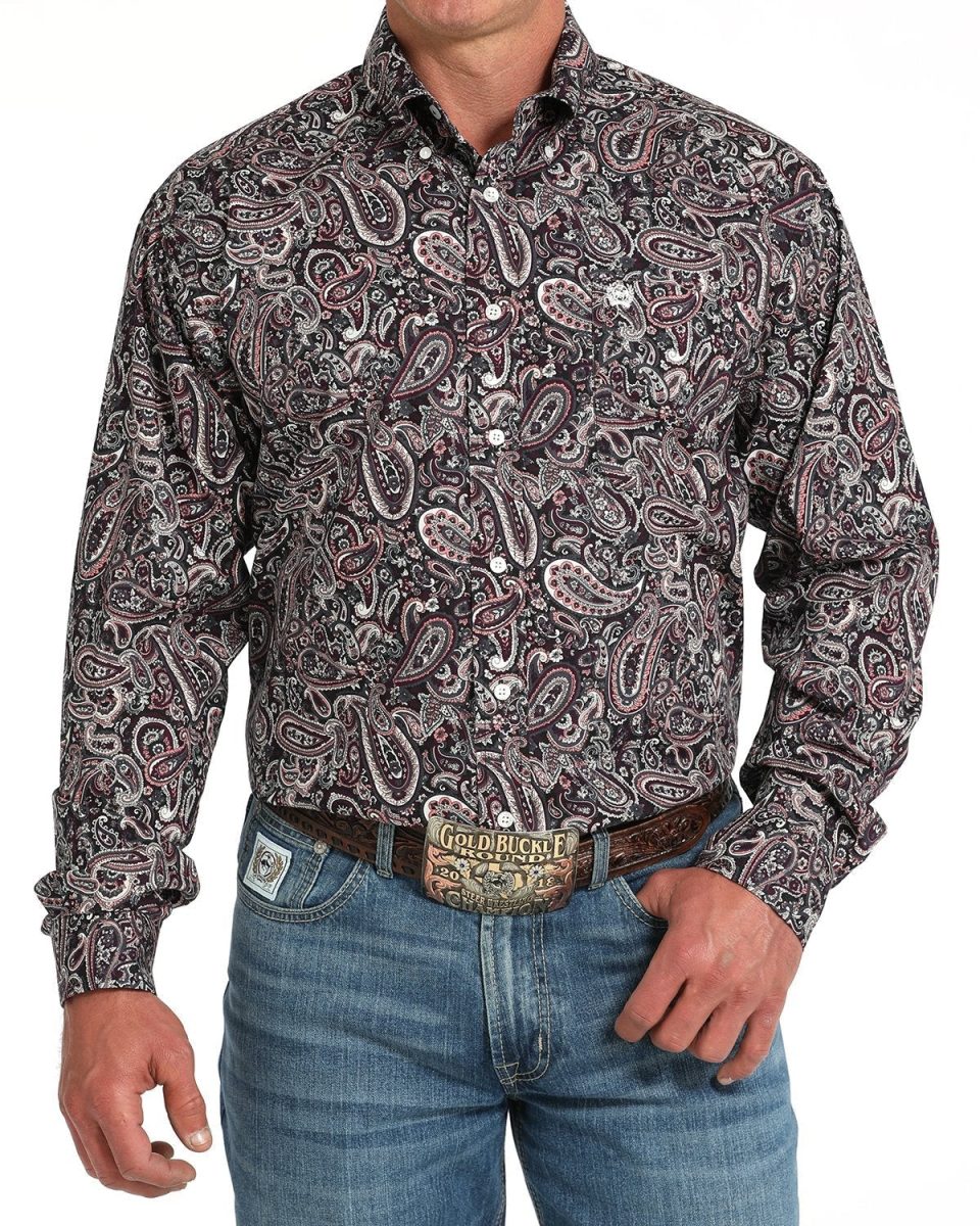 Men's Paisley Classic Fit Button-Down Western Shirt