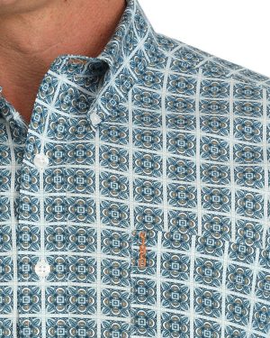 Men’s Modern Fit Button-Down Western Shirt **Final Sale**